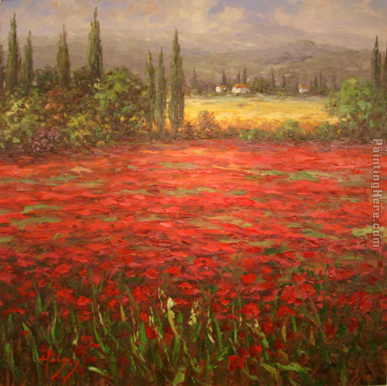 Poppy Field Splendor painting - Unknown Artist Poppy Field Splendor art painting